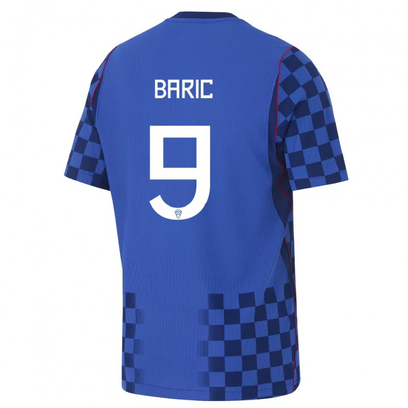 Danxen Pánské Chorvatsko Ivan Baric #9 Modrá Námořnická Červená Daleko Hráčské Dresy 26-28 Dres