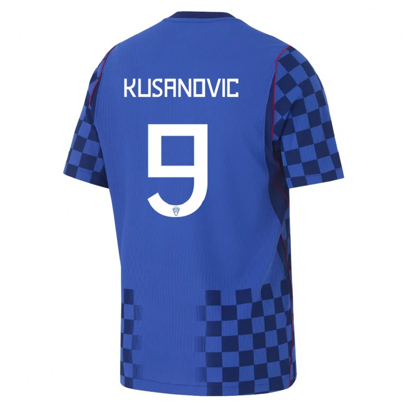 Danxen Pánské Chorvatsko Tino Kusanovic #9 Modrá Námořnická Červená Daleko Hráčské Dresy 26-28 Dres