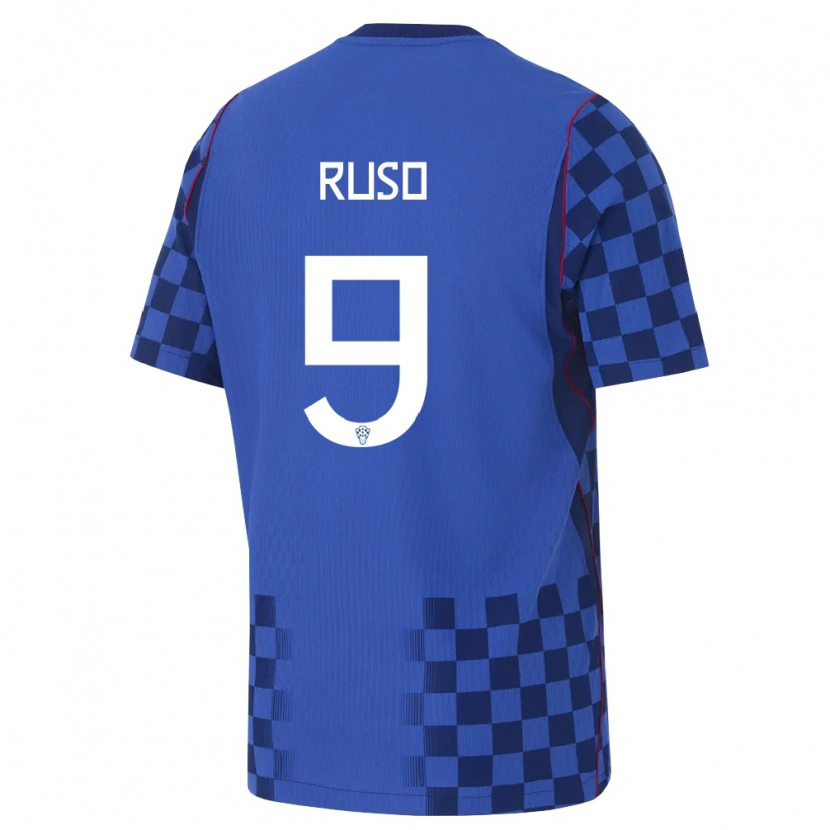 Danxen Pánské Chorvatsko Toni Ruso #9 Modrá Námořnická Červená Daleko Hráčské Dresy 26-28 Dres