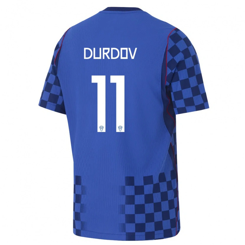 Danxen Pánské Chorvatsko Bruno Durdov #11 Modrá Námořnická Červená Daleko Hráčské Dresy 26-28 Dres