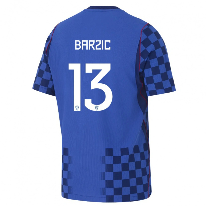 Danxen Pánské Chorvatsko Matia Barzic #13 Modrá Námořnická Červená Daleko Hráčské Dresy 26-28 Dres