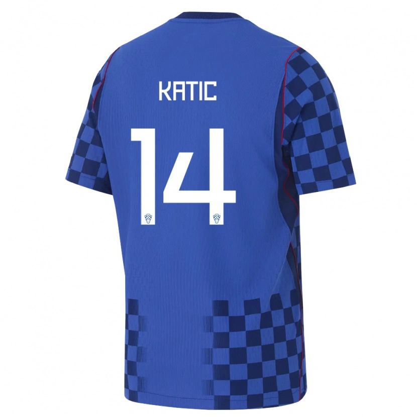 Danxen Pánské Chorvatsko Ivan Katic #14 Modrá Námořnická Červená Daleko Hráčské Dresy 26-28 Dres