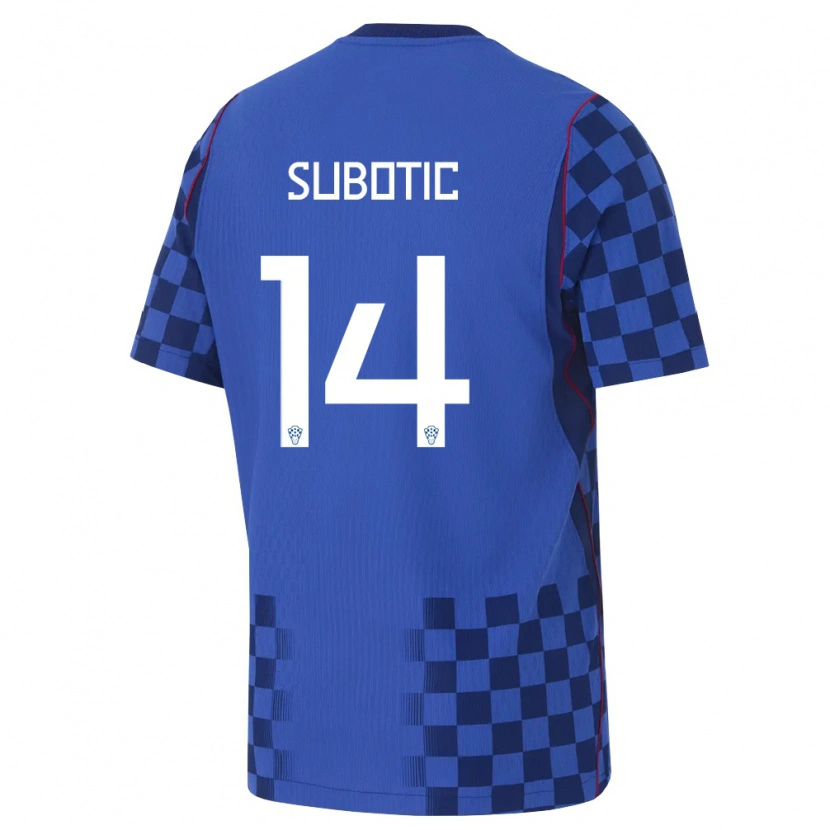 Danxen Pánské Chorvatsko Matija Subotic #14 Modrá Námořnická Červená Daleko Hráčské Dresy 26-28 Dres