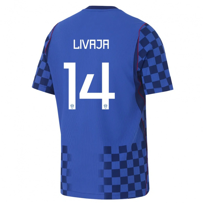 Danxen Pánské Chorvatsko Marko Livaja #14 Modrá Námořnická Červená Daleko Hráčské Dresy 26-28 Dres