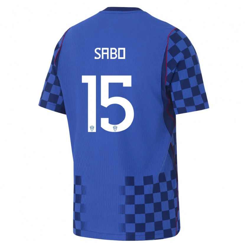 Danxen Pánské Chorvatsko Mateo Sabo #15 Modrá Námořnická Červená Daleko Hráčské Dresy 26-28 Dres