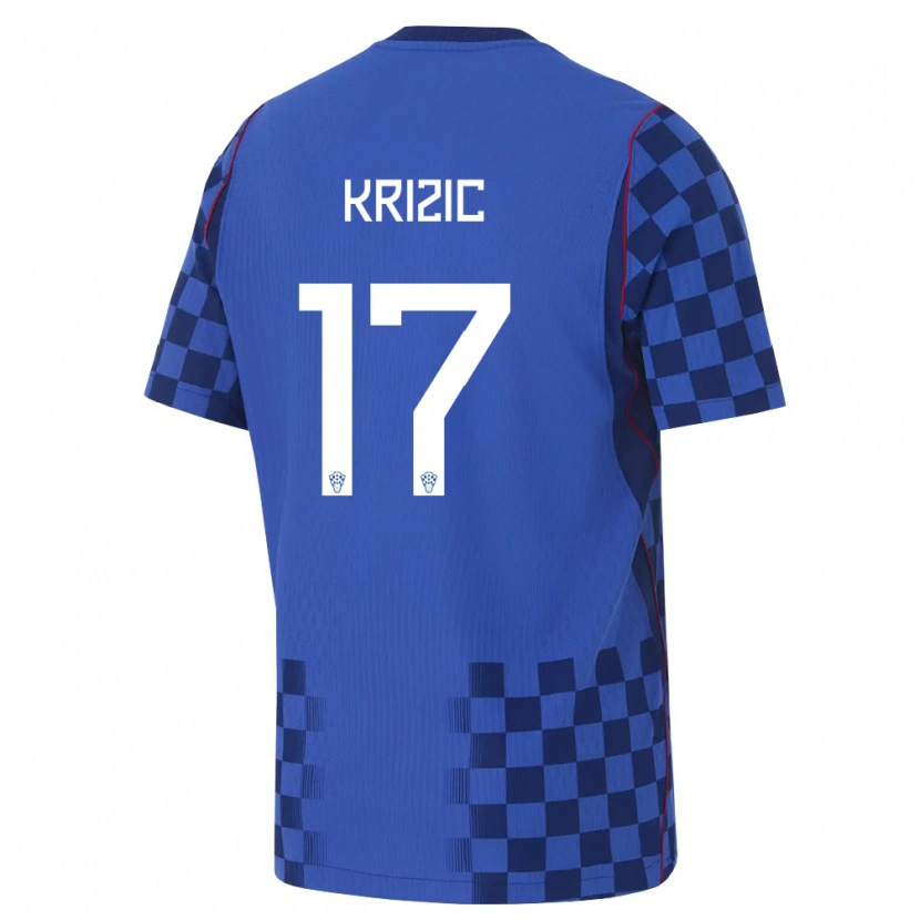 Danxen Pánské Chorvatsko Ivan Krizic #17 Modrá Námořnická Červená Daleko Hráčské Dresy 26-28 Dres