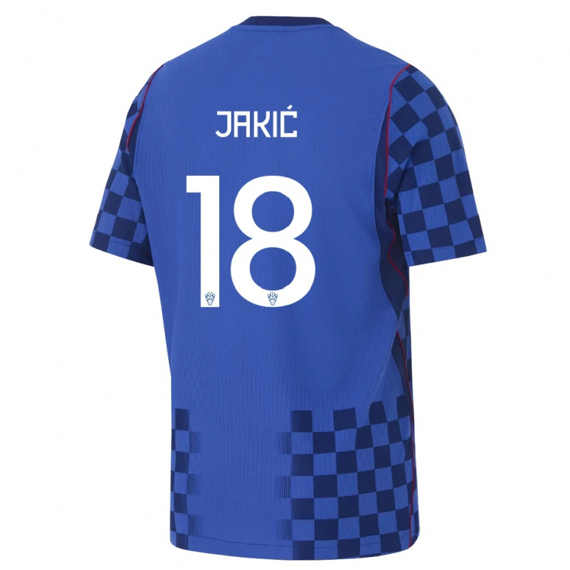 Danxen Pánské Chorvatsko Kristijan Jakic #18 Modrá Námořnická Červená Daleko Hráčské Dresy 26-28 Dres