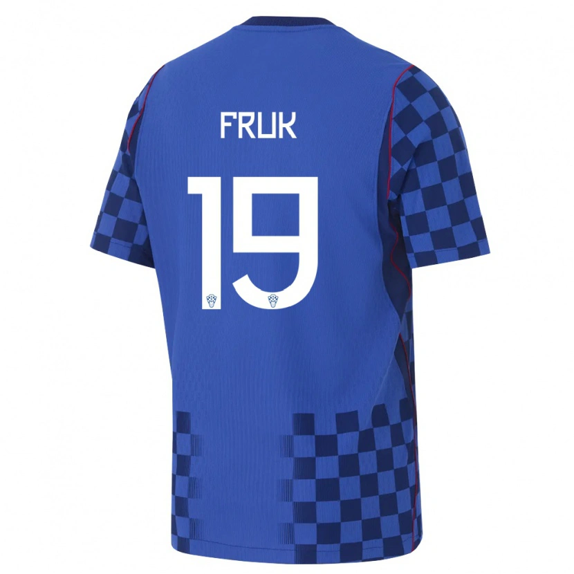 Danxen Pánské Chorvatsko Toni Fruk #19 Modrá Námořnická Červená Daleko Hráčské Dresy 26-28 Dres