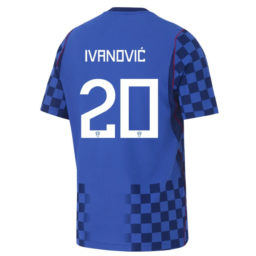 Danxen Pánské Chorvatsko Franjo Ivanović #20 Modrá Námořnická Červená Daleko Hráčské Dresy 26-28 Dres