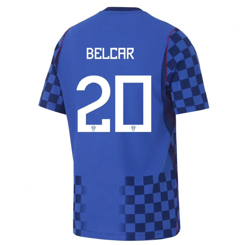 Danxen Pánské Chorvatsko Leon Belcar #20 Modrá Námořnická Červená Daleko Hráčské Dresy 26-28 Dres