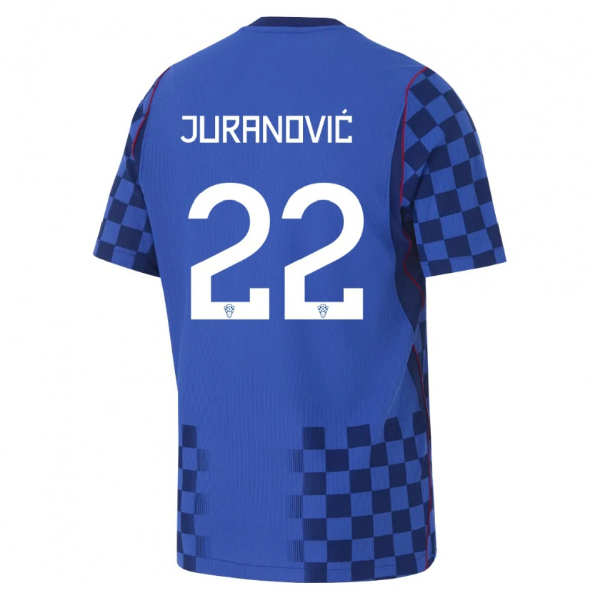 Danxen Pánské Chorvatsko Josip Juranovic #22 Modrá Námořnická Červená Daleko Hráčské Dresy 26-28 Dres