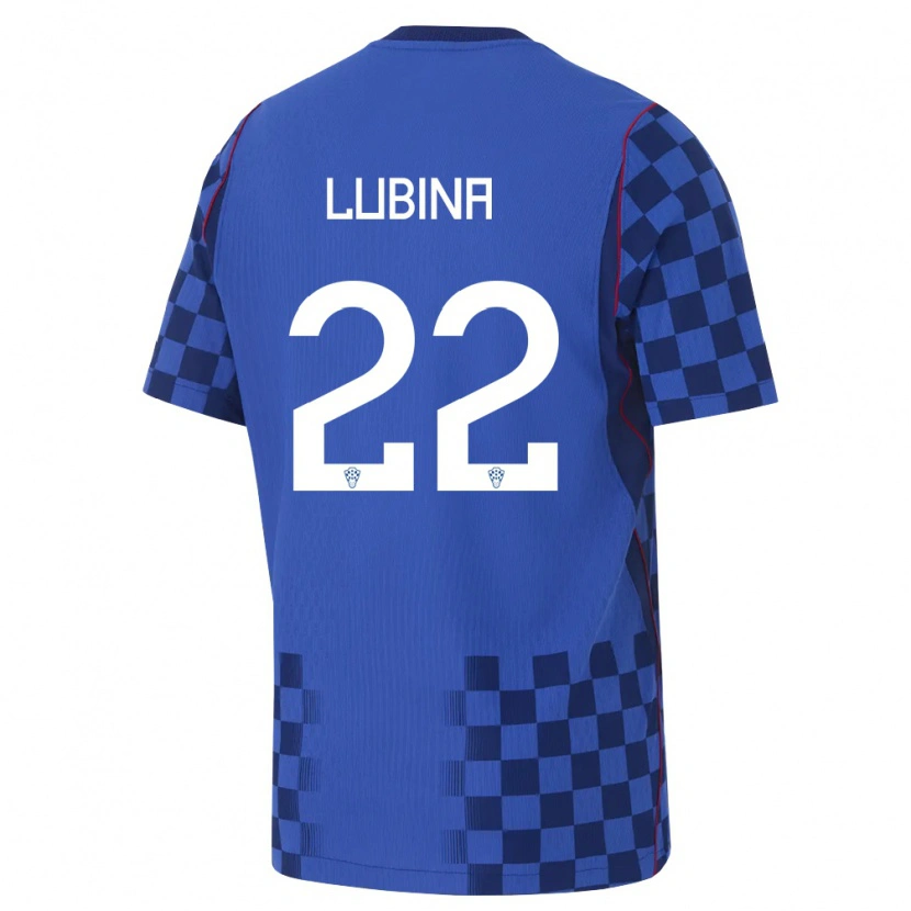 Danxen Pánské Chorvatsko Anela Lubina #22 Modrá Námořnická Červená Daleko Hráčské Dresy 26-28 Dres