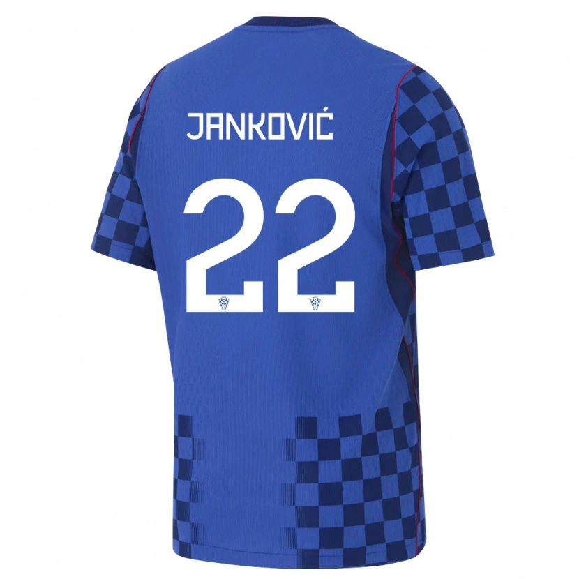 Danxen Pánské Chorvatsko Niko Jankovic #22 Modrá Námořnická Červená Daleko Hráčské Dresy 26-28 Dres