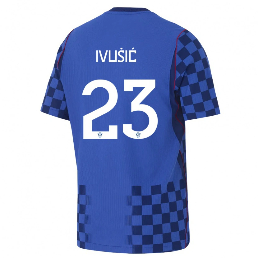 Danxen Pánské Chorvatsko Ivica Ivusic #23 Modrá Námořnická Červená Daleko Hráčské Dresy 26-28 Dres