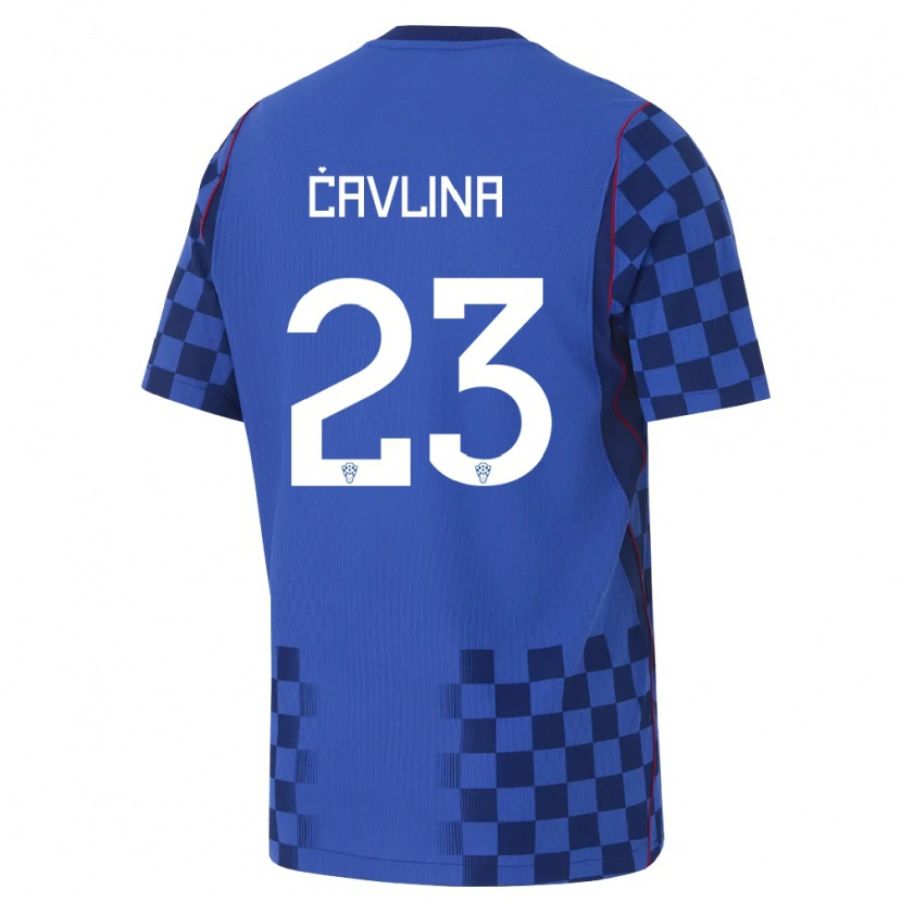 Danxen Pánské Chorvatsko Nikola Cavlina #23 Modrá Námořnická Červená Daleko Hráčské Dresy 26-28 Dres