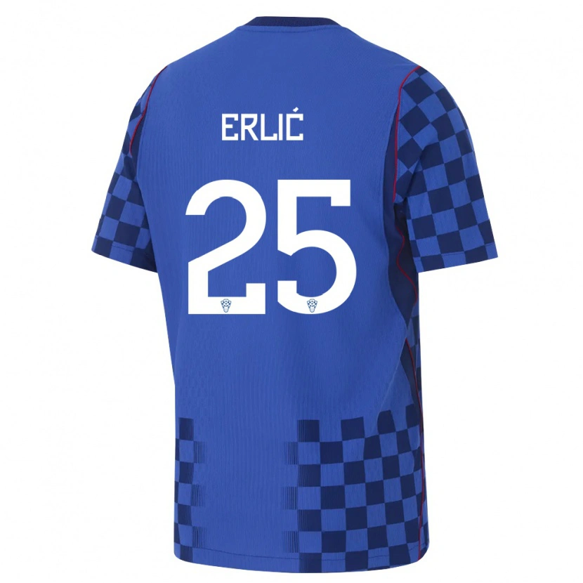 Danxen Pánské Chorvatsko Martin Erlić #25 Modrá Námořnická Červená Daleko Hráčské Dresy 26-28 Dres