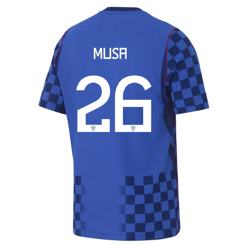 Danxen Pánské Chorvatsko Petar Musa #26 Modrá Námořnická Červená Daleko Hráčské Dresy 26-28 Dres