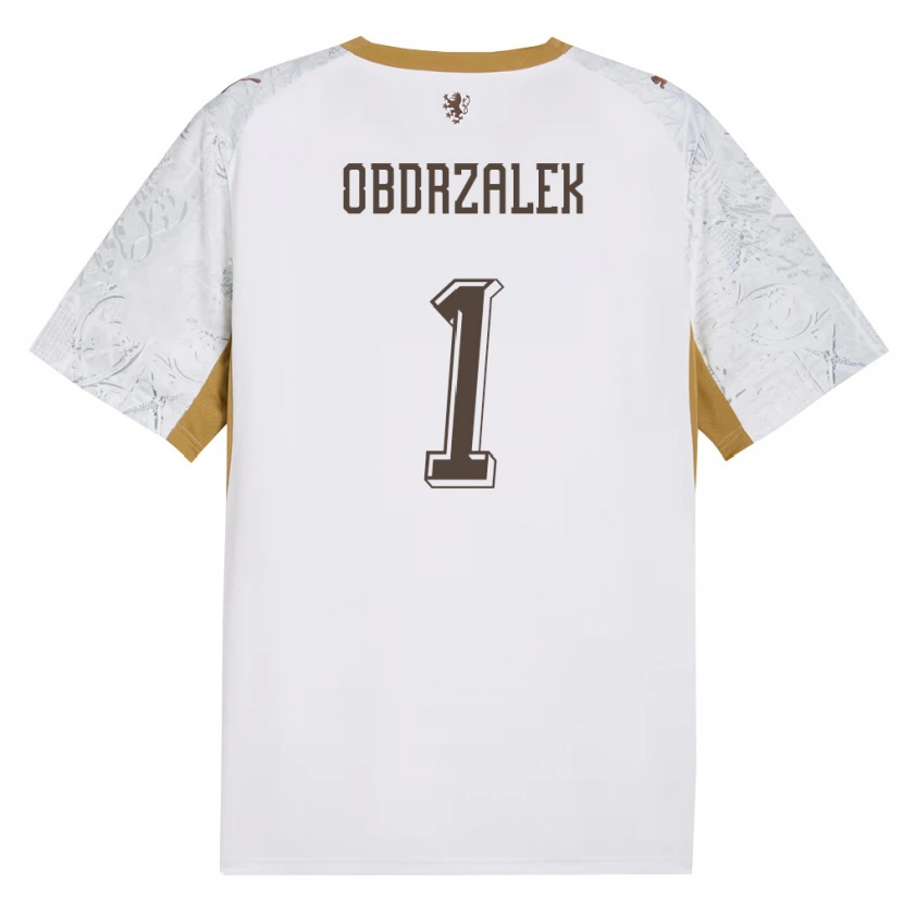 Danxen Pánské Česko Marek Obdrzalek #1 Smetanová Zlatá Šedá Daleko Hráčské Dresy 26-28 Dres