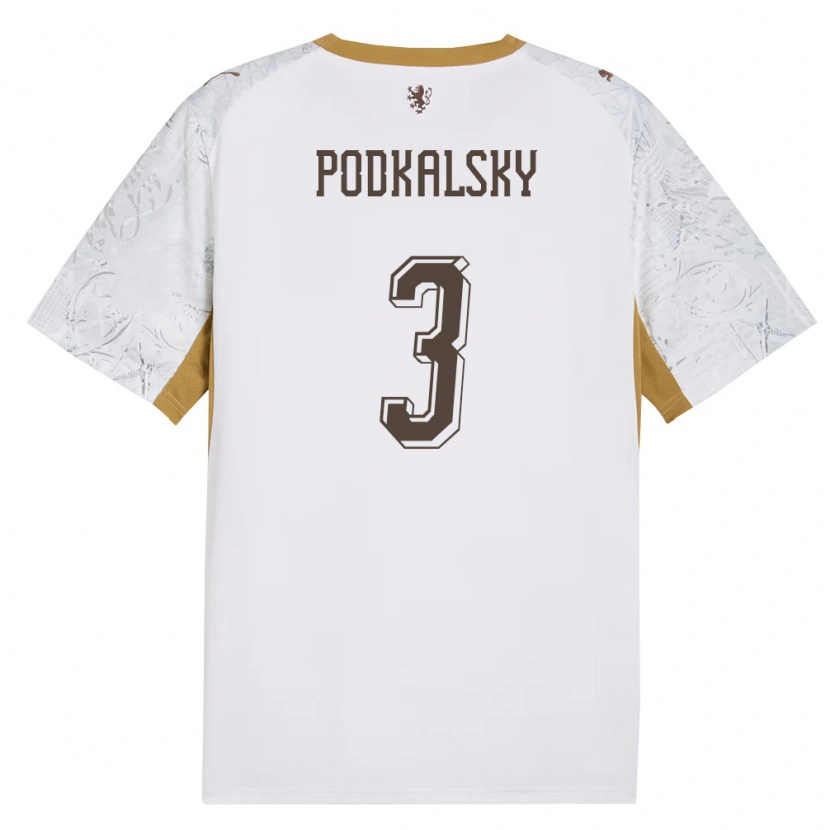 Danxen Pánské Česko Jakub Podkalsky #3 Smetanová Zlatá Šedá Daleko Hráčské Dresy 26-28 Dres