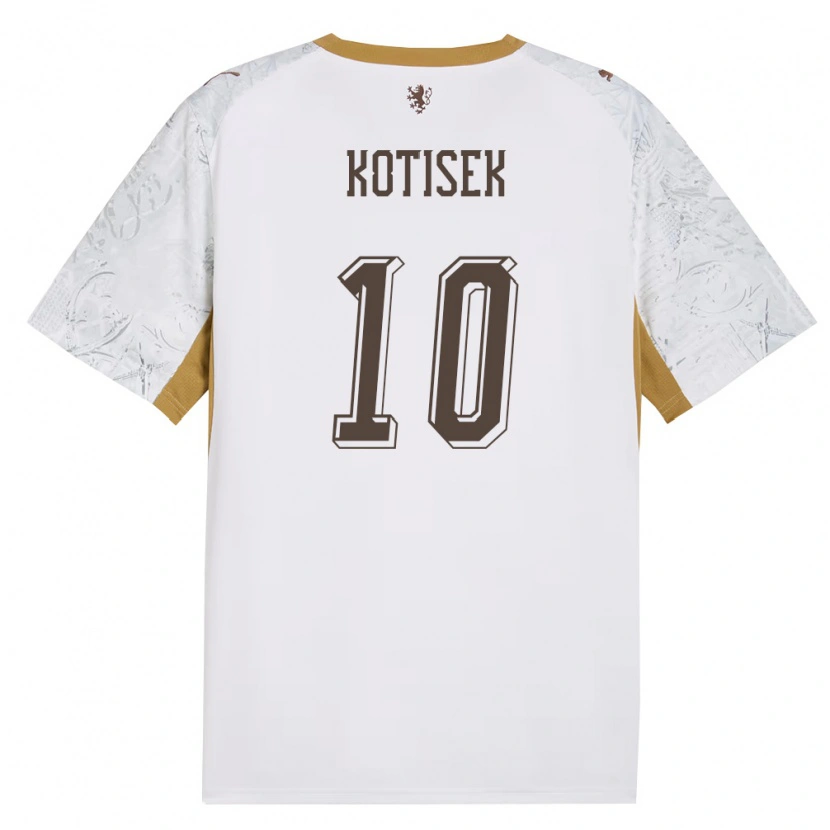 Danxen Pánské Česko Vincent Kotisek #10 Smetanová Zlatá Šedá Daleko Hráčské Dresy 26-28 Dres