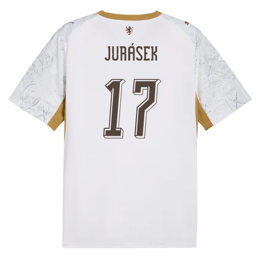 Danxen Pánské Česko David Jurásek #17 Smetanová Zlatá Šedá Daleko Hráčské Dresy 26-28 Dres