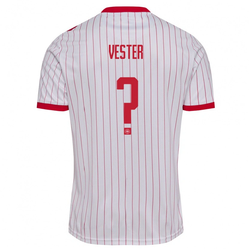 Danxen Pánské Dánsko Jakob Vester #0 Bílá Červená Daleko Hráčské Dresy 26-28 Dres