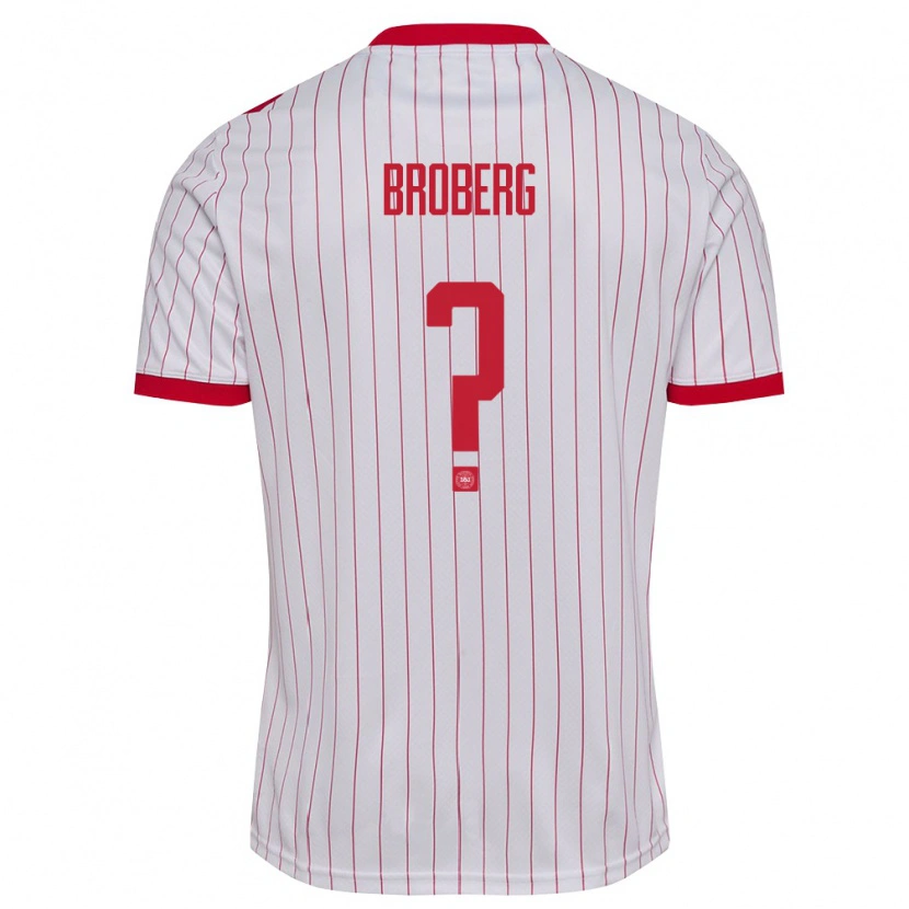 Danxen Pánské Dánsko Elias Broberg #0 Bílá Červená Daleko Hráčské Dresy 26-28 Dres
