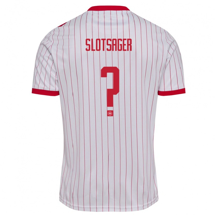 Danxen Pánské Dánsko Tobias Slotsager #0 Bílá Červená Daleko Hráčské Dresy 26-28 Dres