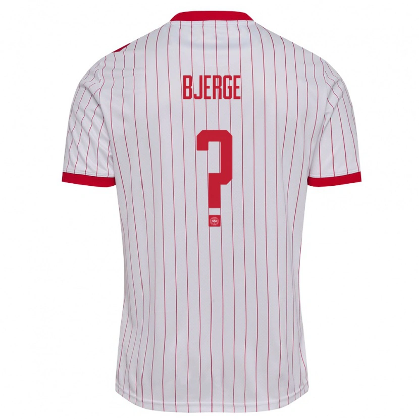 Danxen Pánské Dánsko Gustav Bjerge #0 Bílá Červená Daleko Hráčské Dresy 26-28 Dres