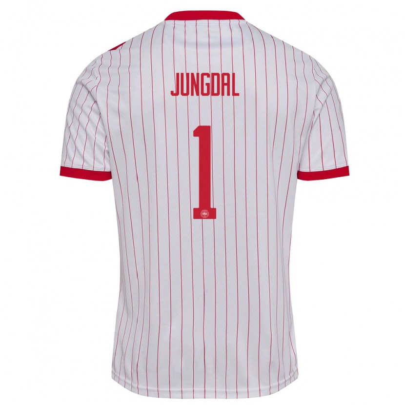 Danxen Pánské Dánsko Andreas Jungdal #1 Bílá Červená Daleko Hráčské Dresy 26-28 Dres