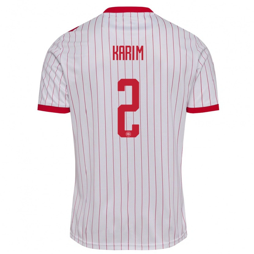 Danxen Pánské Dánsko Adam Karim #2 Bílá Červená Daleko Hráčské Dresy 26-28 Dres