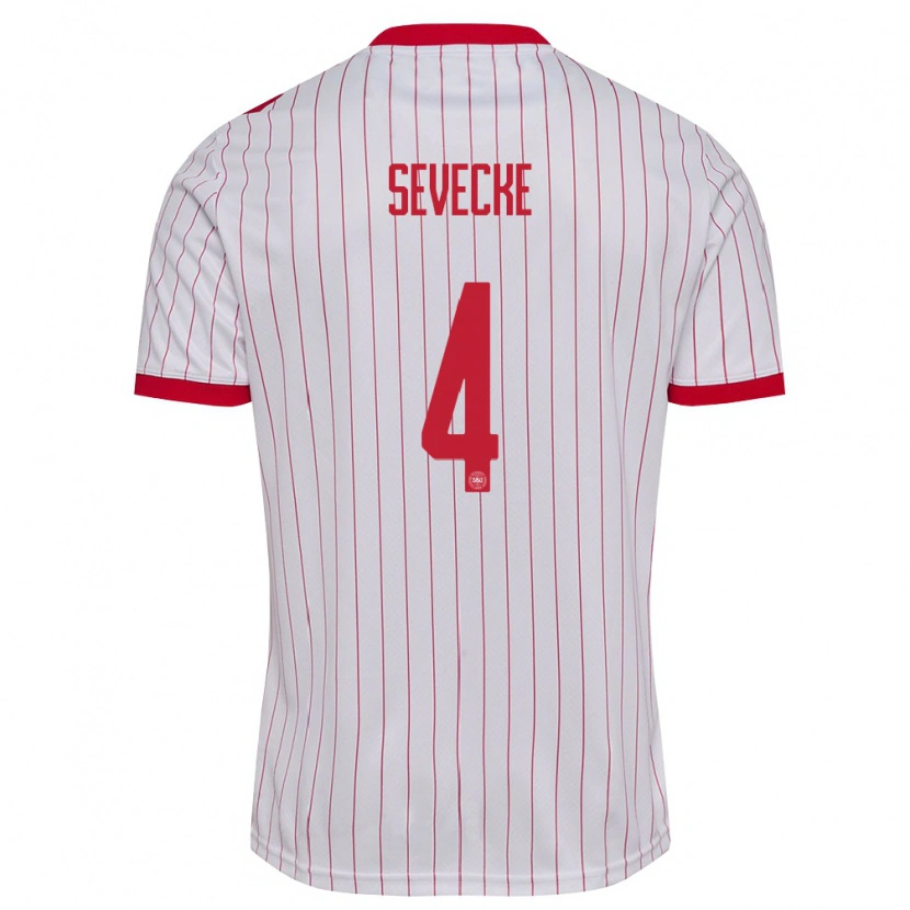 Danxen Pánské Dánsko Rikke Sevecke #4 Bílá Červená Daleko Hráčské Dresy 26-28 Dres