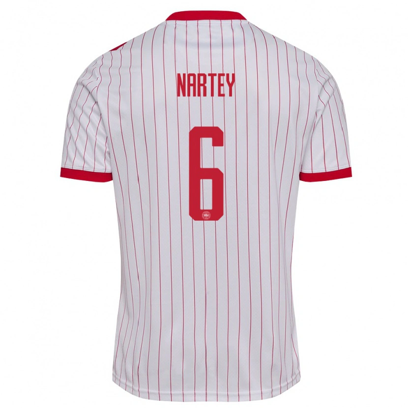 Danxen Pánské Dánsko Nikolas Nartey #6 Bílá Červená Daleko Hráčské Dresy 26-28 Dres