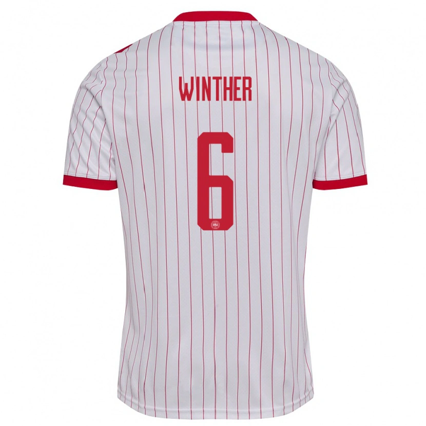 Danxen Pánské Dánsko Casper Winther #6 Bílá Červená Daleko Hráčské Dresy 26-28 Dres