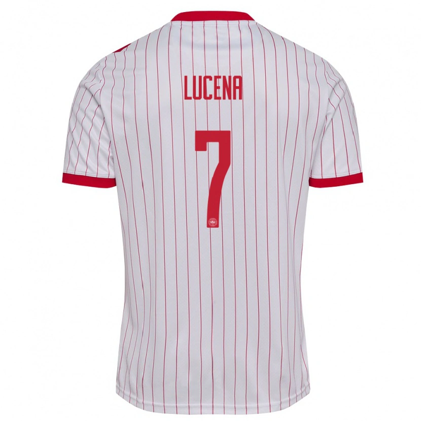Danxen Pánské Dánsko Julius Lucena #7 Bílá Červená Daleko Hráčské Dresy 26-28 Dres