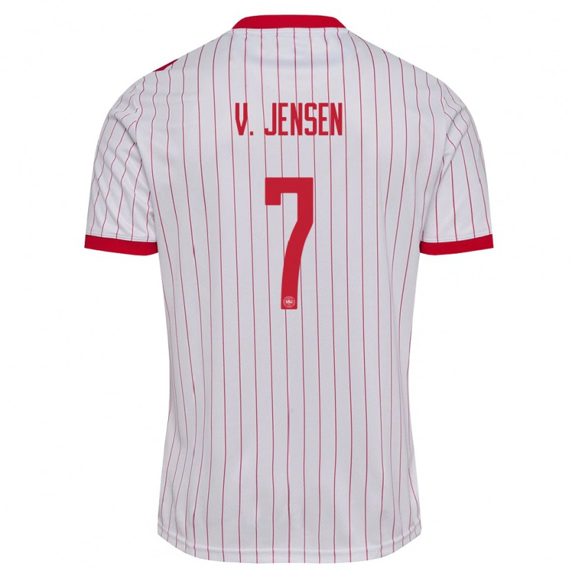 Danxen Pánské Dánsko Victor Jensen #7 Bílá Červená Daleko Hráčské Dresy 26-28 Dres