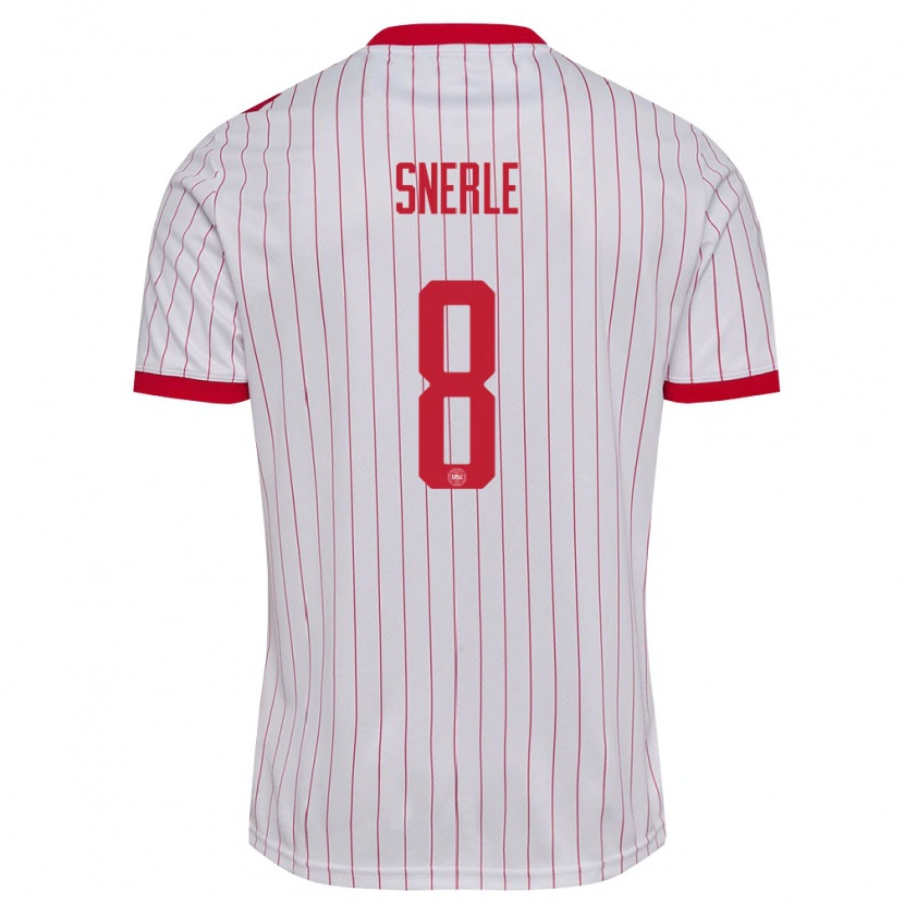 Danxen Pánské Dánsko Emma Snerle #8 Bílá Červená Daleko Hráčské Dresy 26-28 Dres