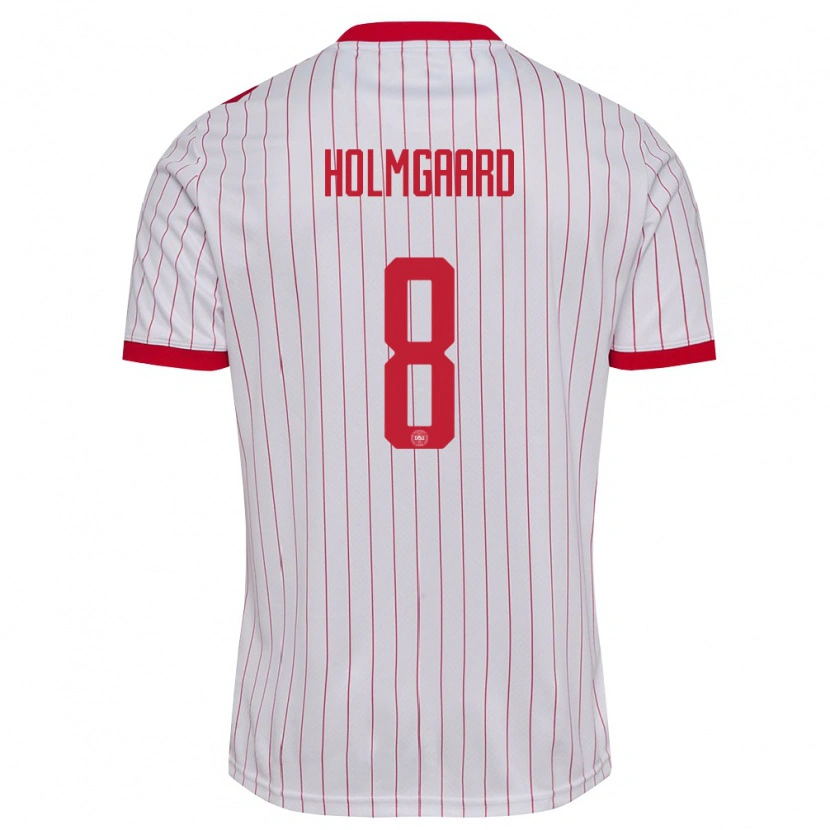 Danxen Pánské Dánsko Sara Holmgaard #8 Bílá Červená Daleko Hráčské Dresy 26-28 Dres