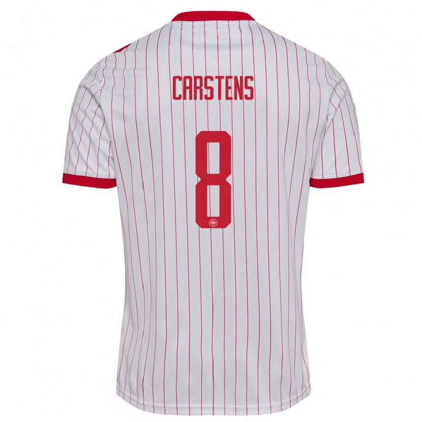 Danxen Pánské Dánsko Signe Carstens #8 Bílá Červená Daleko Hráčské Dresy 26-28 Dres