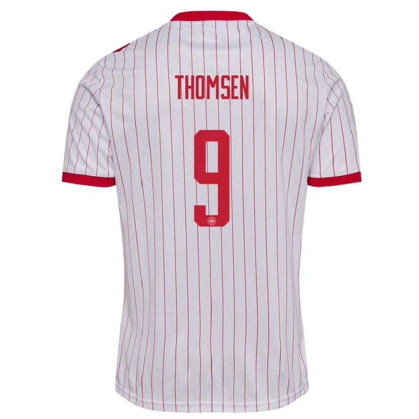 Danxen Pánské Dánsko Tristan Thomsen #9 Bílá Červená Daleko Hráčské Dresy 26-28 Dres