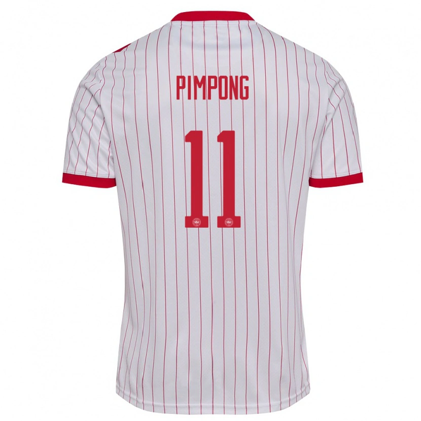 Danxen Pánské Dánsko Malik Pimpong #11 Bílá Červená Daleko Hráčské Dresy 26-28 Dres