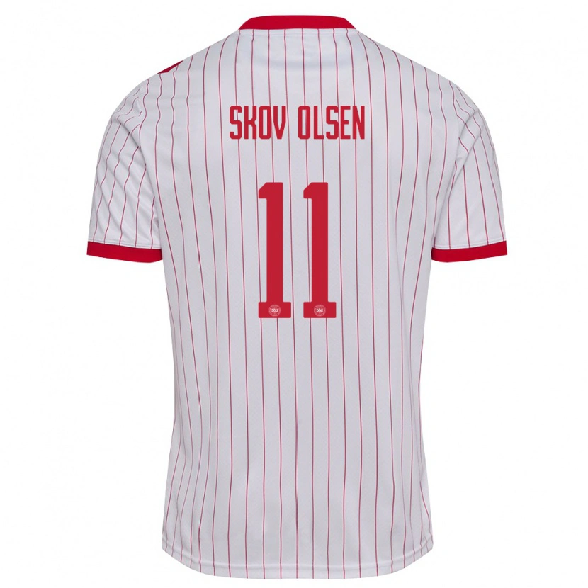 Danxen Pánské Dánsko Andreas Skov Olsen #11 Bílá Červená Daleko Hráčské Dresy 26-28 Dres