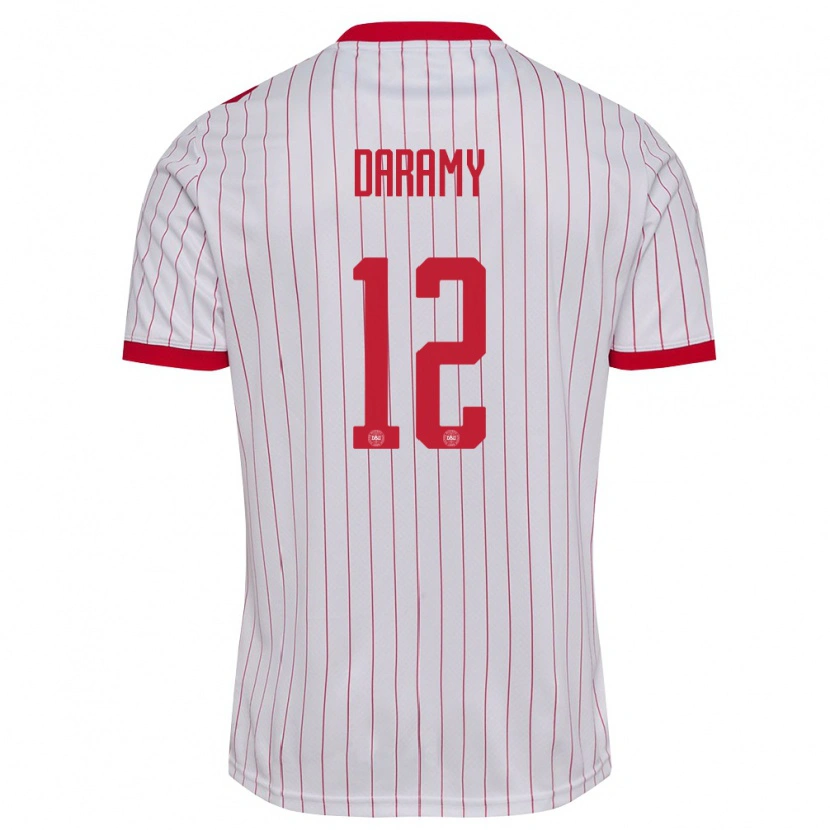 Danxen Pánské Dánsko Abdul Daramy #12 Bílá Červená Daleko Hráčské Dresy 26-28 Dres