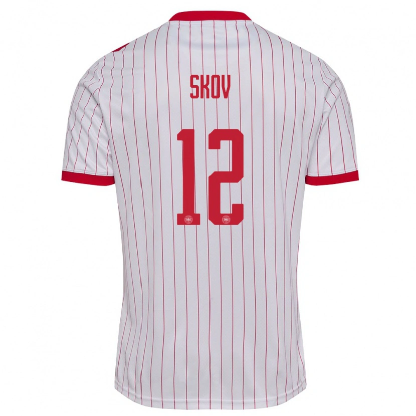 Danxen Pánské Dánsko Robert Skov #12 Bílá Červená Daleko Hráčské Dresy 26-28 Dres