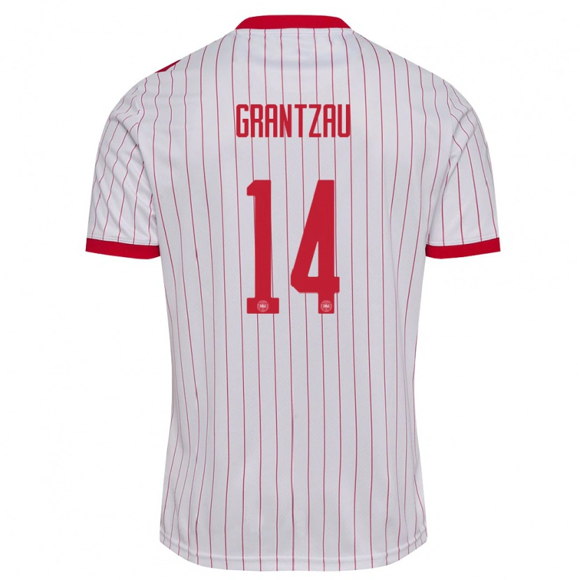 Danxen Pánské Dánsko Zander Grantzau #14 Bílá Červená Daleko Hráčské Dresy 26-28 Dres