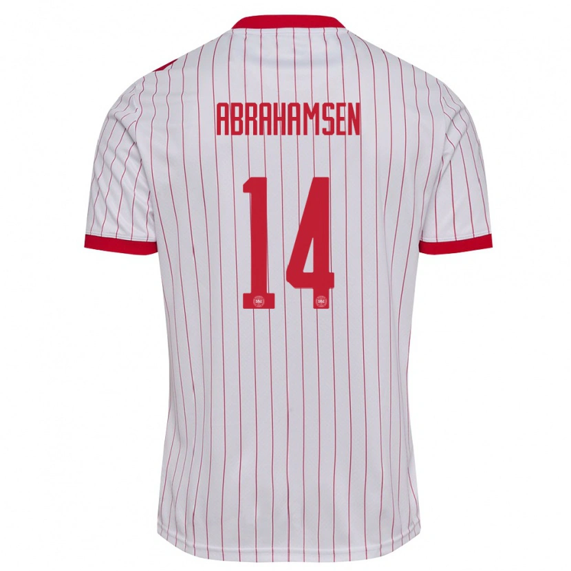 Danxen Pánské Dánsko Mads Abrahamsen #14 Bílá Červená Daleko Hráčské Dresy 26-28 Dres