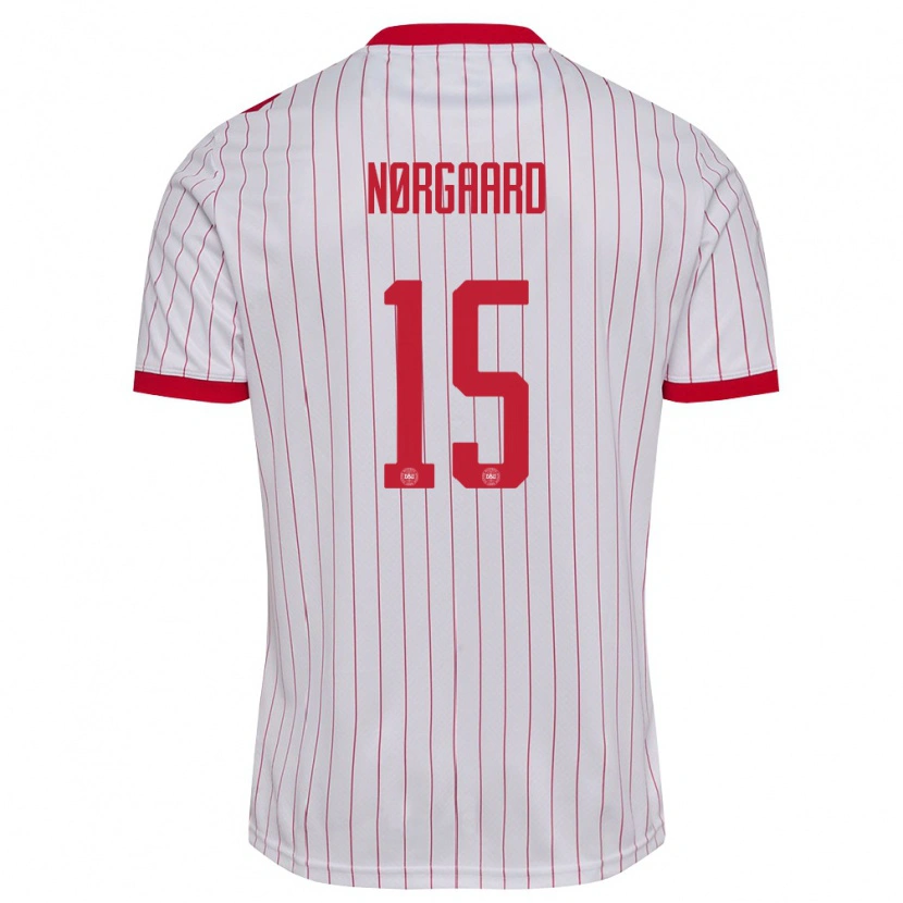 Danxen Pánské Dánsko Christian Nørgaard #15 Bílá Červená Daleko Hráčské Dresy 26-28 Dres