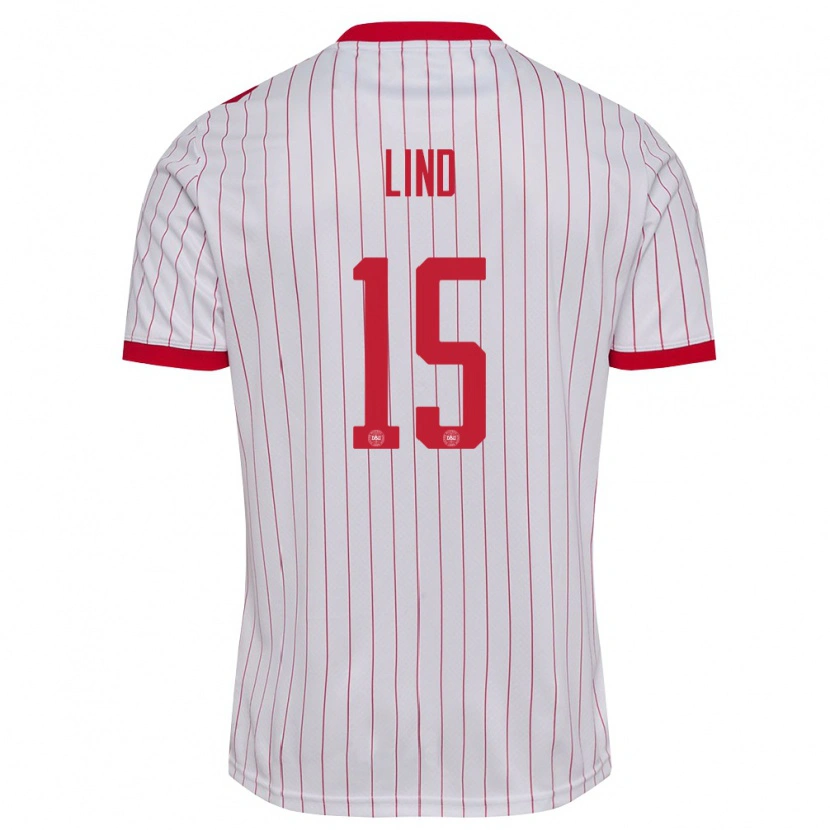 Danxen Pánské Dánsko Victor Lind #15 Bílá Červená Daleko Hráčské Dresy 26-28 Dres