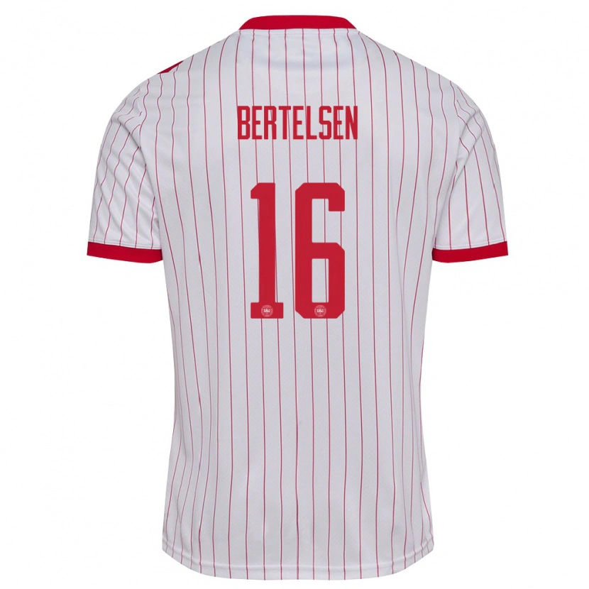 Danxen Pánské Dánsko Villads Bertelsen #16 Bílá Červená Daleko Hráčské Dresy 26-28 Dres