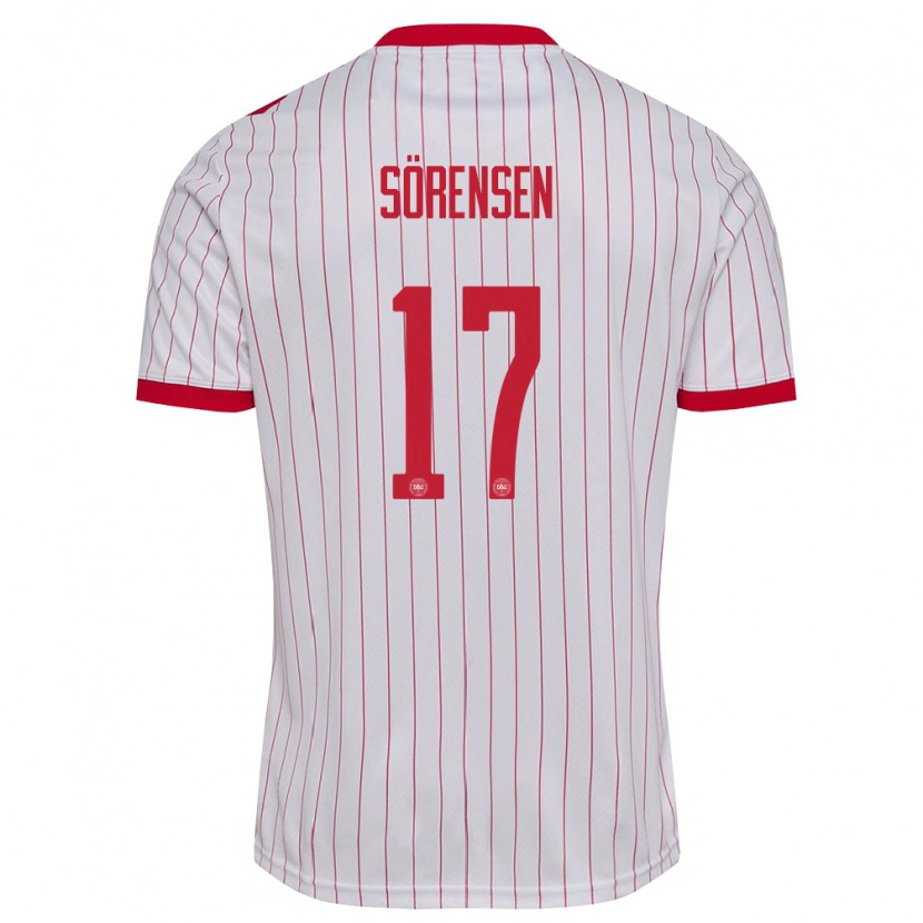 Danxen Pánské Dánsko Oliver Sörensen #17 Bílá Červená Daleko Hráčské Dresy 26-28 Dres